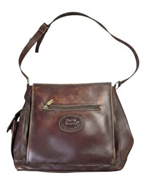 Vintage American Angel Distressed Brown Leather Organizer Crossbody Bag